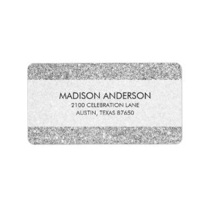 Elegant Silver Glitter Label