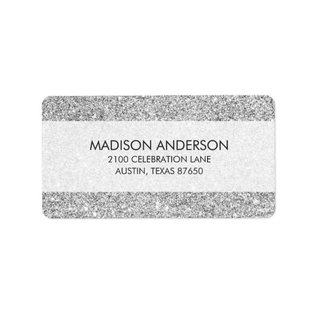 Elegant Silver Glitter Label (Front)