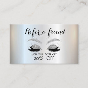 Elegant  Silver Glitter Lashes  Referral Card