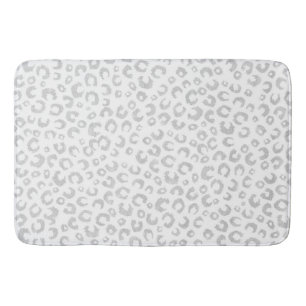 Elegant Silver Glitter Leopard Pattern Bath Mat