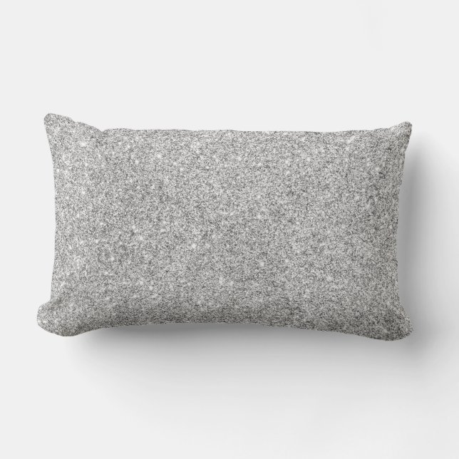 Elegant Silver Glitter Lumbar Pillow (Front)