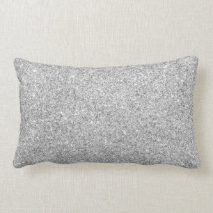 Elegant Silver Glitter Lumbar Pillow