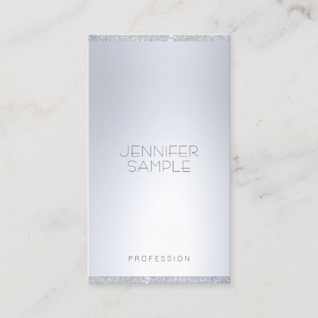Elegant Silver Glitter Modern Simple Professional Business Card (Front)