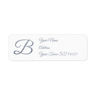Elegant Silver Glitter Monogram B Personalized  