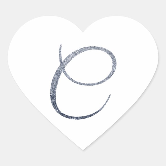 Elegant Silver Glitter Monogram C Envelope Seal    (Front)