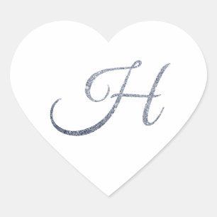 Elegant Silver Glitter Monogram H Envelope Seal   