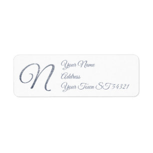 Elegant Silver Glitter Monogram N Personalized  