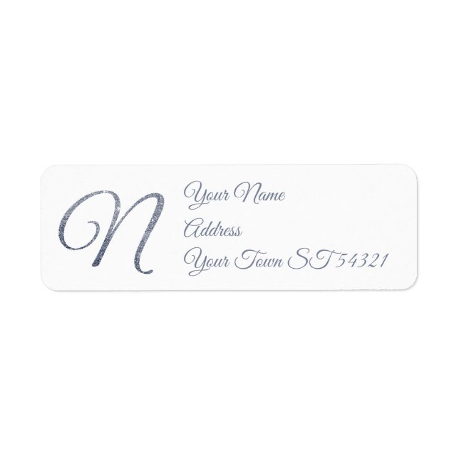 Elegant Silver Glitter Monogram N Personalized   (Front)