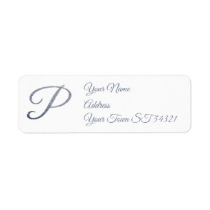 Elegant Silver Glitter Monogram P Personalized