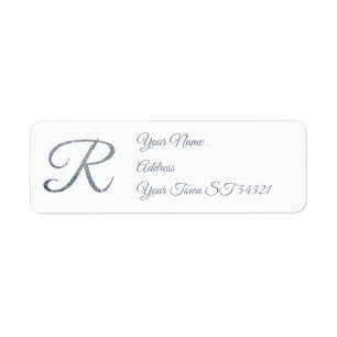Elegant Silver Glitter Monogram R Personalized