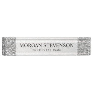 Elegant Silver Glitter Nameplate