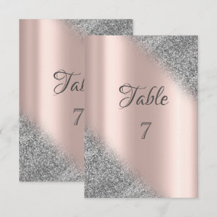 Elegant Silver Glitter Ombre Rose Gold Table Invitation