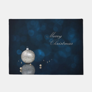 Elegant Silver Glitter Ornament - Door Mat