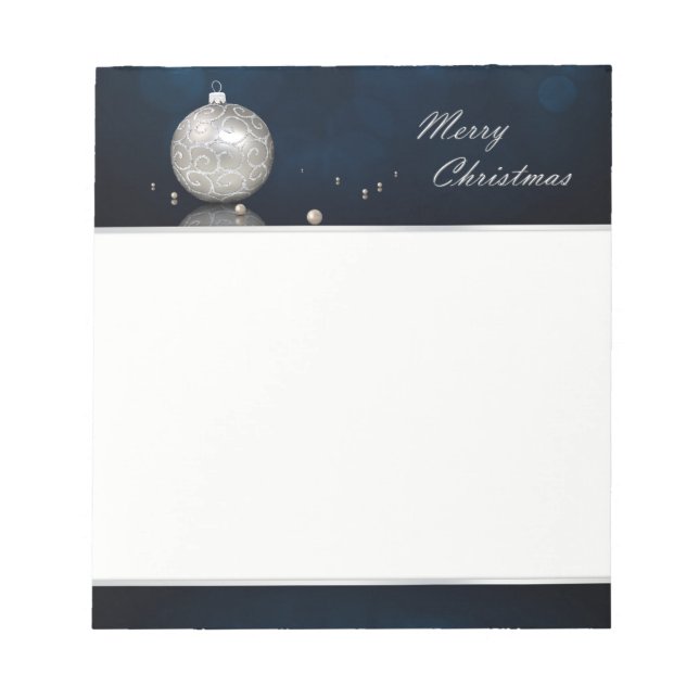 Elegant Silver Glitter Ornament - Notepad (Front)