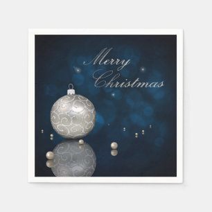 Elegant Silver Glitter Ornament - Paper Napkin