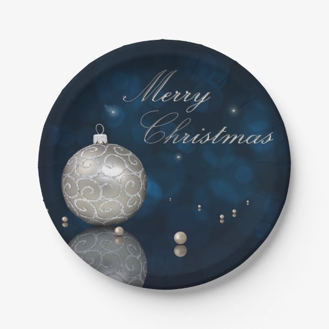 Elegant Silver Glitter Ornament - Paper Plate (Front)