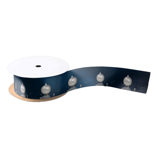Elegant Silver Glitter Ornament - Ribbon Satin Ribbon (Spool)