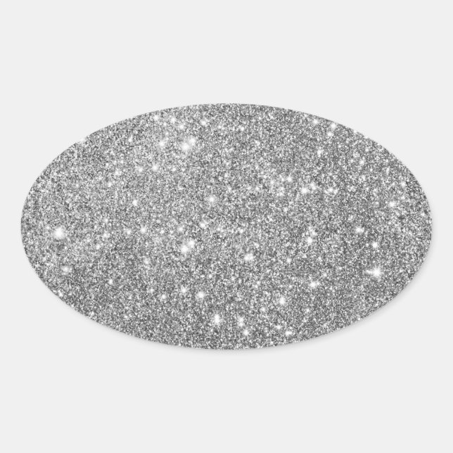 Elegant Silver Glitter   Oval Sticker (Front)