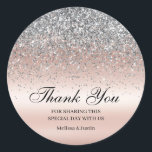 Elegant Silver Glitter Pink Wedding Classic Round Sticker<br><div class="desc">Express your appreciation with elegance.</div>
