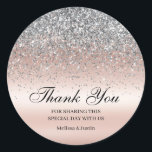 Elegant Silver Glitter Pink Wedding Classic Round Sticker<br><div class="desc">Express your appreciation with elegance.</div>