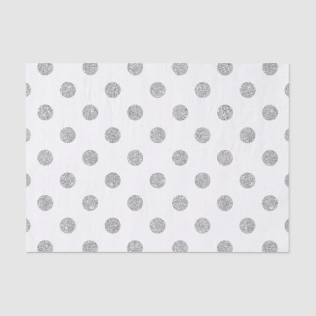 Elegant Silver Glitter Polka Dots Pattern Tissue Paper (Front)