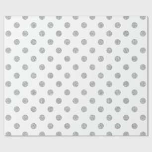 Elegant Silver Glitter Polka Dots Pattern Wrapping Paper