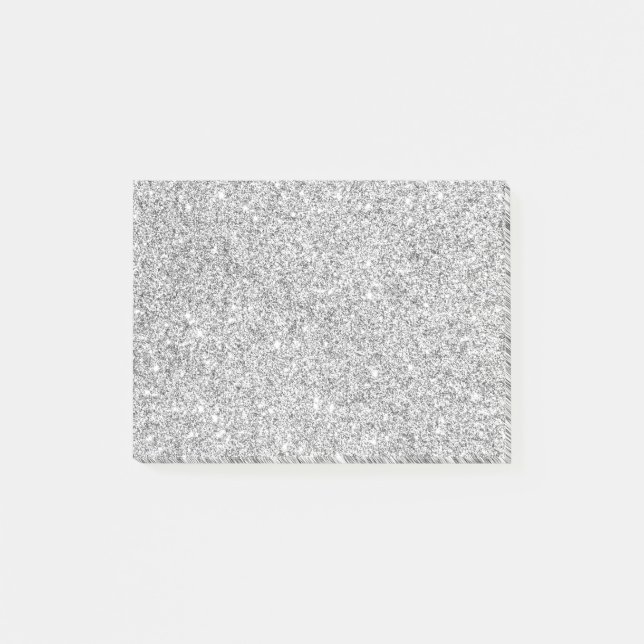 Elegant Silver Glitter Post-it Notes (Front)