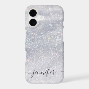 Elegant Silver Glitter Script   Custom Name