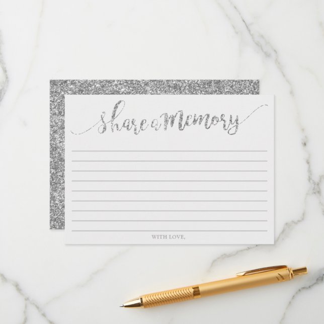 Elegant Silver Glitter Share A Memory Card (Front/Back In Situ)