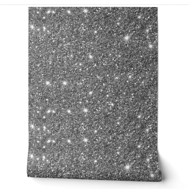 Elegant Silver Glitter Sparkle Pattern Wallpaper (Unrolling)