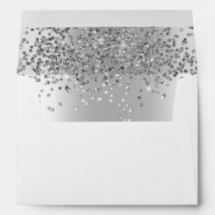 Elegant  Silver Glitter Sparkle Script Wedding Envelope