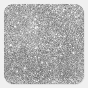 Elegant Silver Glitter Square Sticker