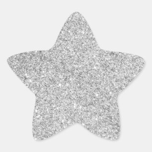 Elegant Silver Glitter Star Sticker