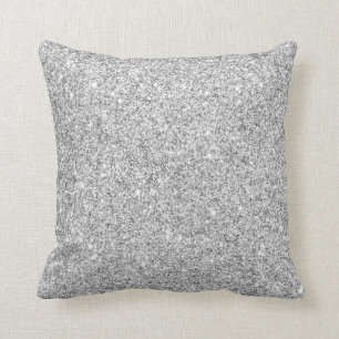 Elegant Silver Glitter Throw Pillow