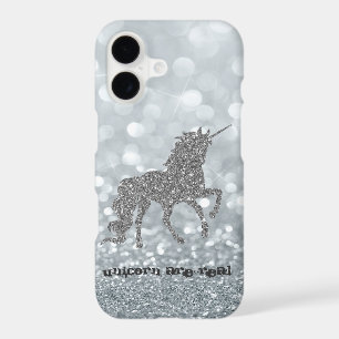 Elegant Silver Glitter Unicorn , Bokeh