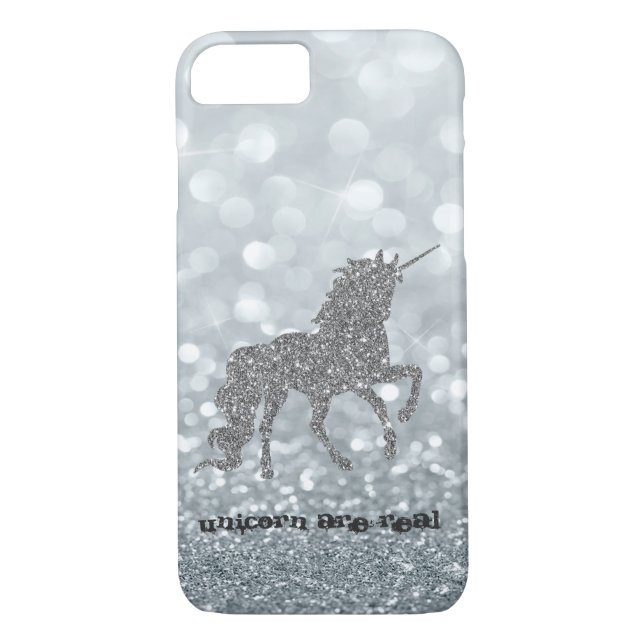Elegant Silver Glitter Unicorn , Bokeh Case-Mate iPhone Case (Back)