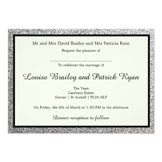 Elegant Silver Glitter Wedding Invitation