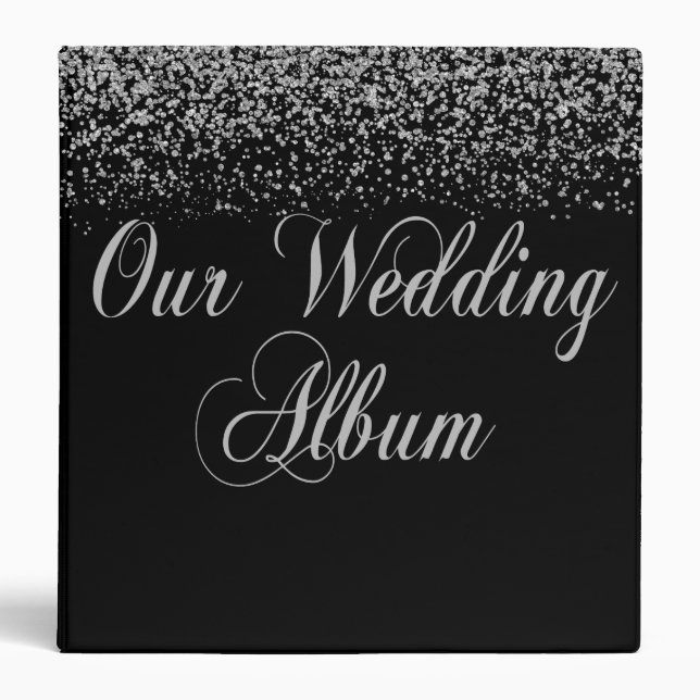 Elegant Silver Glitter Wedding Photo Album Binder (Front)
