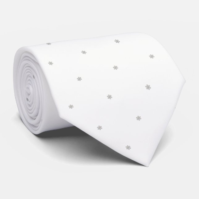 Elegant,Silver Glittery  Christmas  Snowflakes Tie (Rolled)