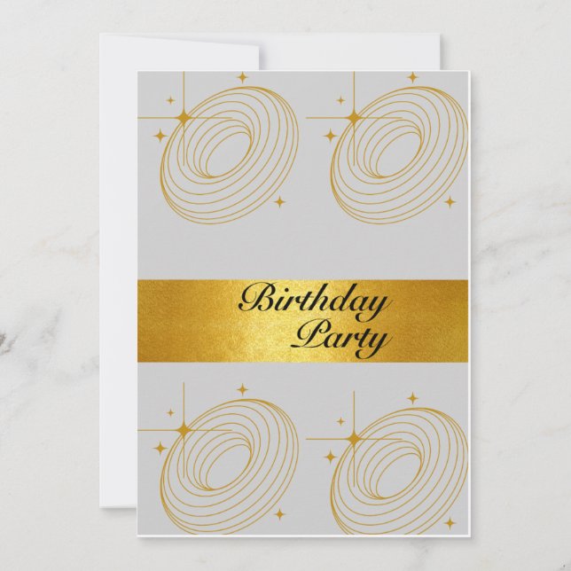 Elegant Silver & Gold Birthday Invitation (Back)