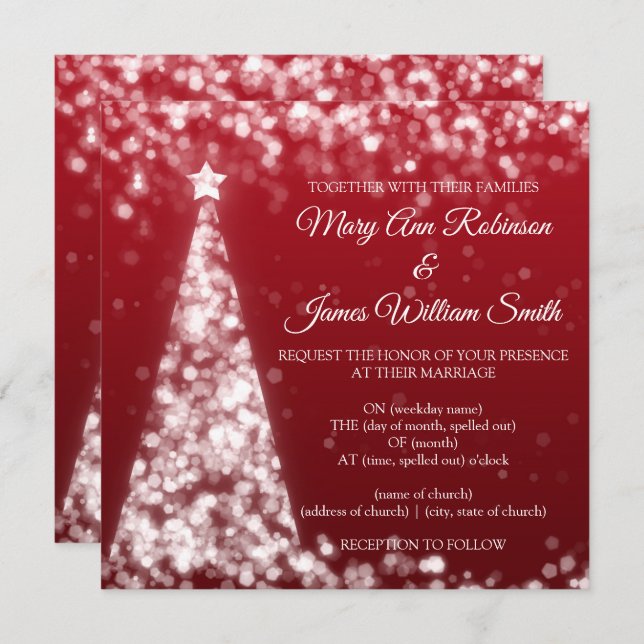 Elegant Silver & Gold Christmas Holiday Wedding Invitation (Front/Back)