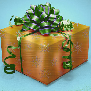 Elegant silver gold Christmas snowflakes holidays Wrapping Paper