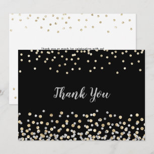 Elegant Silver Gold Confetti Thank You Card
