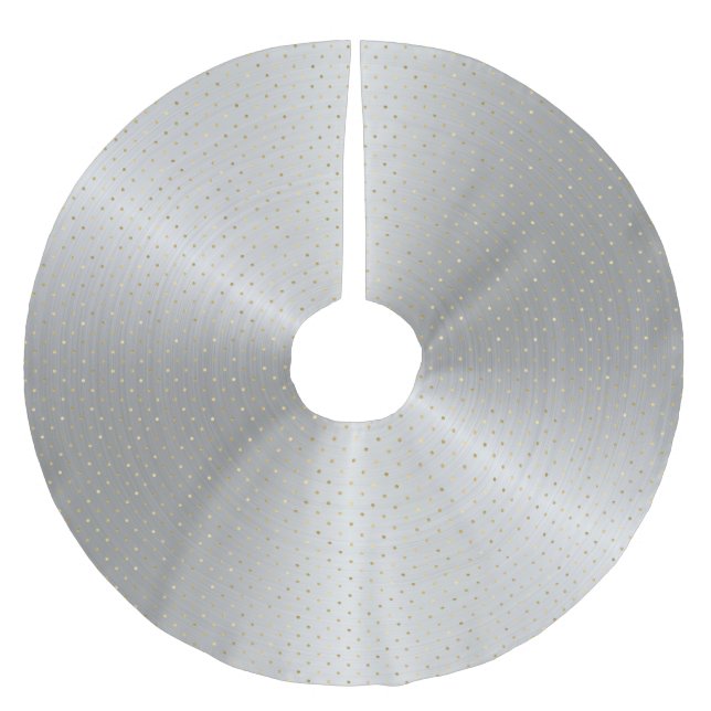 Elegant Silver Gold Dots Christmas Brushed Polyester Tree Skirt (Front)