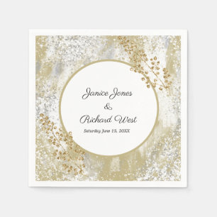 Elegant Silver Gold Frame Custom Wedding Napkin