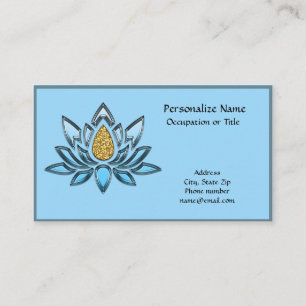 Elegant Silver Gold Lotus Flower Zen Yoga Business Card