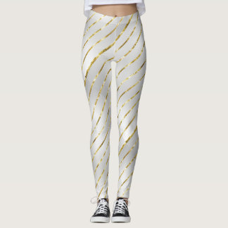 Elegant Silver Gold Merry Christmas Leggings