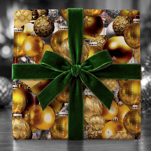 Elegant Silver Gold Modern Christmas Ornaments Wrapping Paper