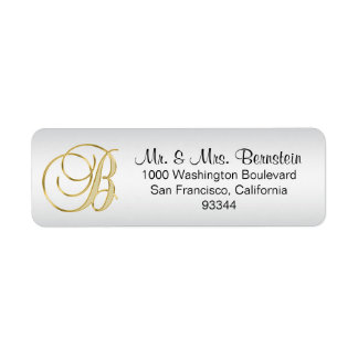Elegant Silver Gold Monogram Letter 'B' Return