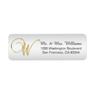 Elegant Silver Gold Monogram Letter 'W' Return